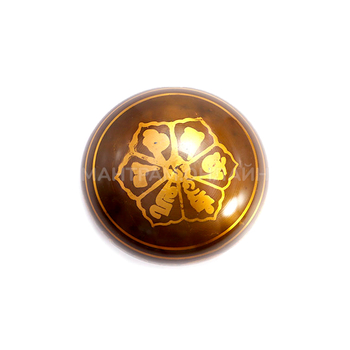 Чаша поющая Лев с золотыми символами 5 металлов d-11,5 см h-6,5 см вес от 420 г до 600 г