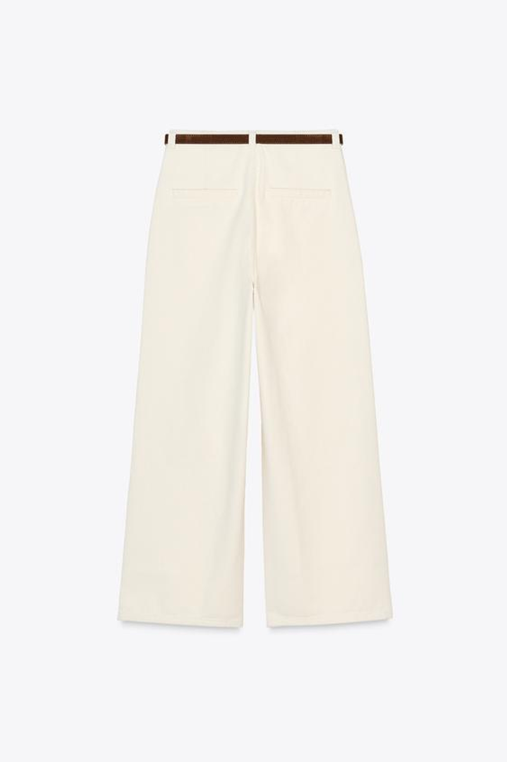 ZARA ДЖИНСЫ-КЮЛОТЫ Z1975 С ВЫСОКОЙ ПОСАДКОЙ И РЕМНЕМ, ЭКРЮ