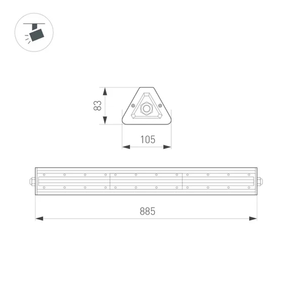 Светильник SP-LAGERN-L885-150W Day4000 (WH, 50х90 deg, 230V) (Arlight, IP65 Металл, 5 лет) 052038