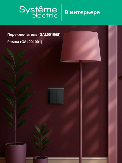 Переключатель 2-кл. ArtGallery (сх. 6/2) 10AX механизм карбон SE GAL001065