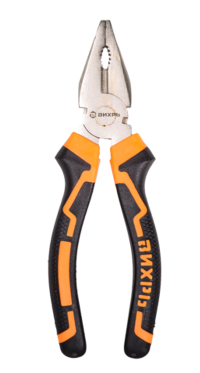 Плоскогубцы (пассатижи), 160мм., никелированные, двухкомпонентные рукоятки, Вихрь