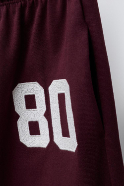 ZARA БРЮКИ WIDE LEG ИЗ ПЛОТНОЙ МЯГКОЙ ТКАНИ С ВЫШИВКОЙ, БУРГУНДИ