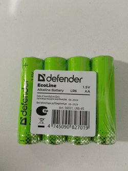 Батарейка DEFENDER LR06 АА EcoLine S4. (Цена за 4шт)