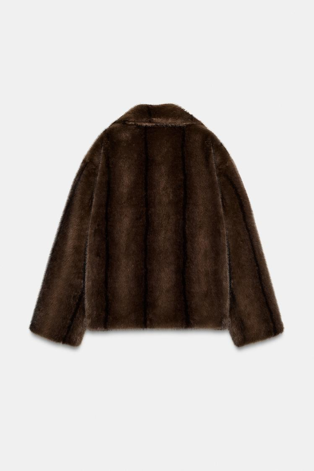 ZARA КОРОТКАЯ ШУБА ИЗ ИСКУССТВЕННОГО МЕХА, ТЕМНО-КОРИЧНЕВЫЙ