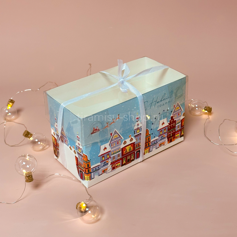 Коробка на 2 капкейка «Праздник», 16 × 8 × 10 см