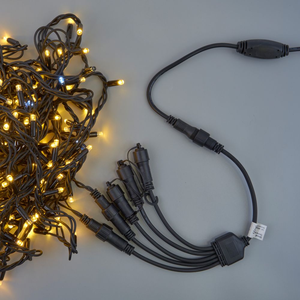 UCX-F90 S5-0.4M-BK Провод-разветвитель для гирлянд серии F90PRO. 0.4м. 5 выходов. Статика-мерцание. IP67. Черный. ТМ Uniel