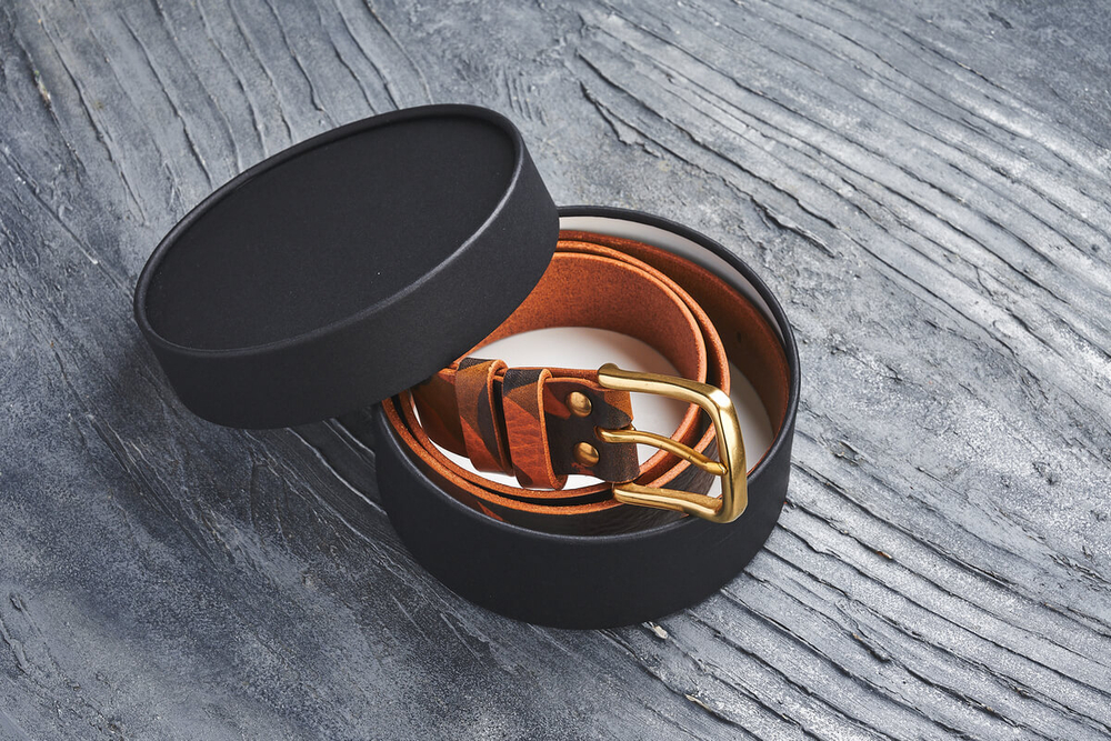 Ремень из гладкой итальянской кожи, цвет «хаки» (камуфляж), латунная пряжка