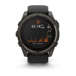 Умные часы Garmin Fenix 8, 51 мм, Solar, Sapphire Carbon Gray DLC Titanium with Black/Pebble Gray Silicone
