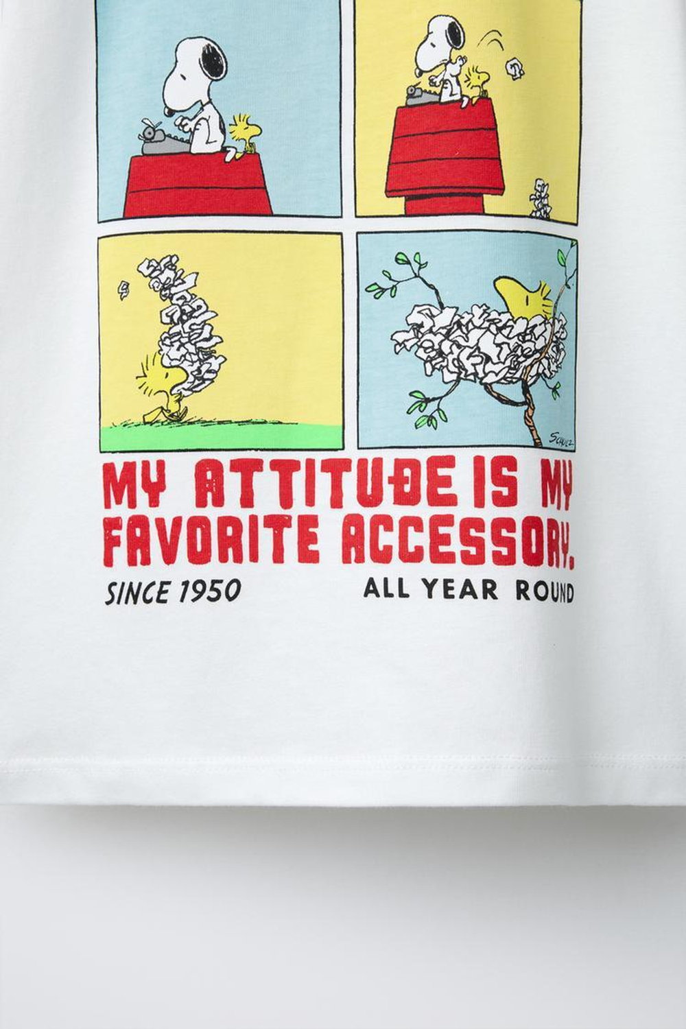 ZARA ФУТБОЛКА С ПРИНТОМ SNOOPY PEANUTS™, БЕЛЫЙ