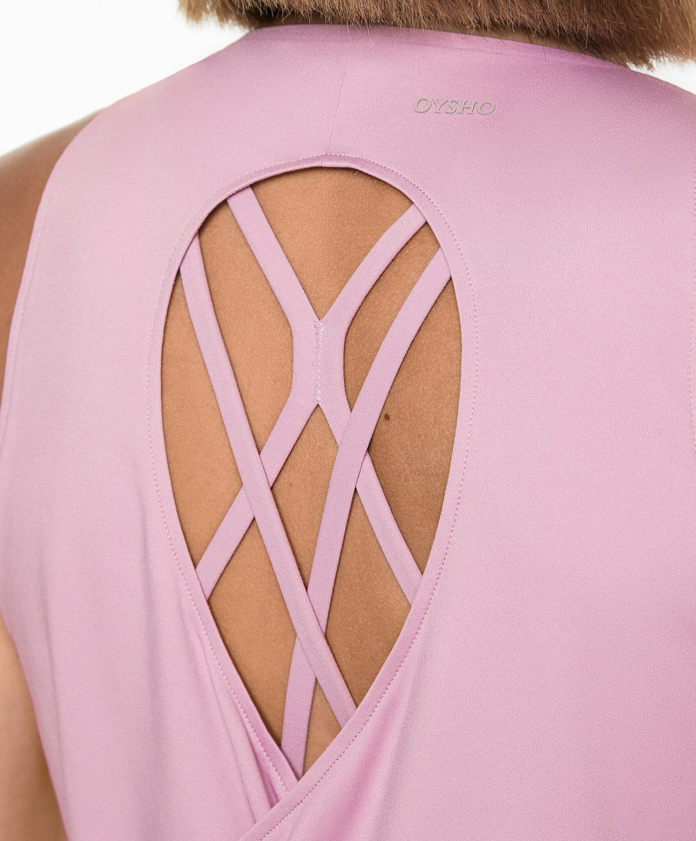 Oysho Футболка комфортлюкс с перекрестной спиной, розовый