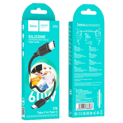 Кабель HOCO X90 Type-C-Type-C 60W 3A 1м Silicone Black