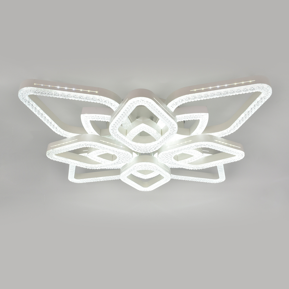 Потолочный светодиодный светильник 150Вт, 9045лм, 3000-6000K, Ra>80, плавная регулировка мощности, изменение цветовой температуры, пульт, металл/акрил, белый