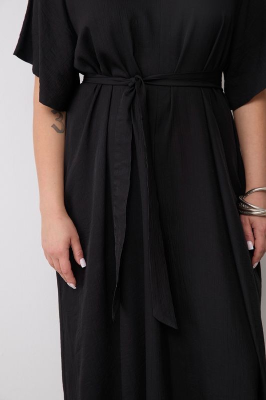 Платье-туника из жатой вискозы, черный