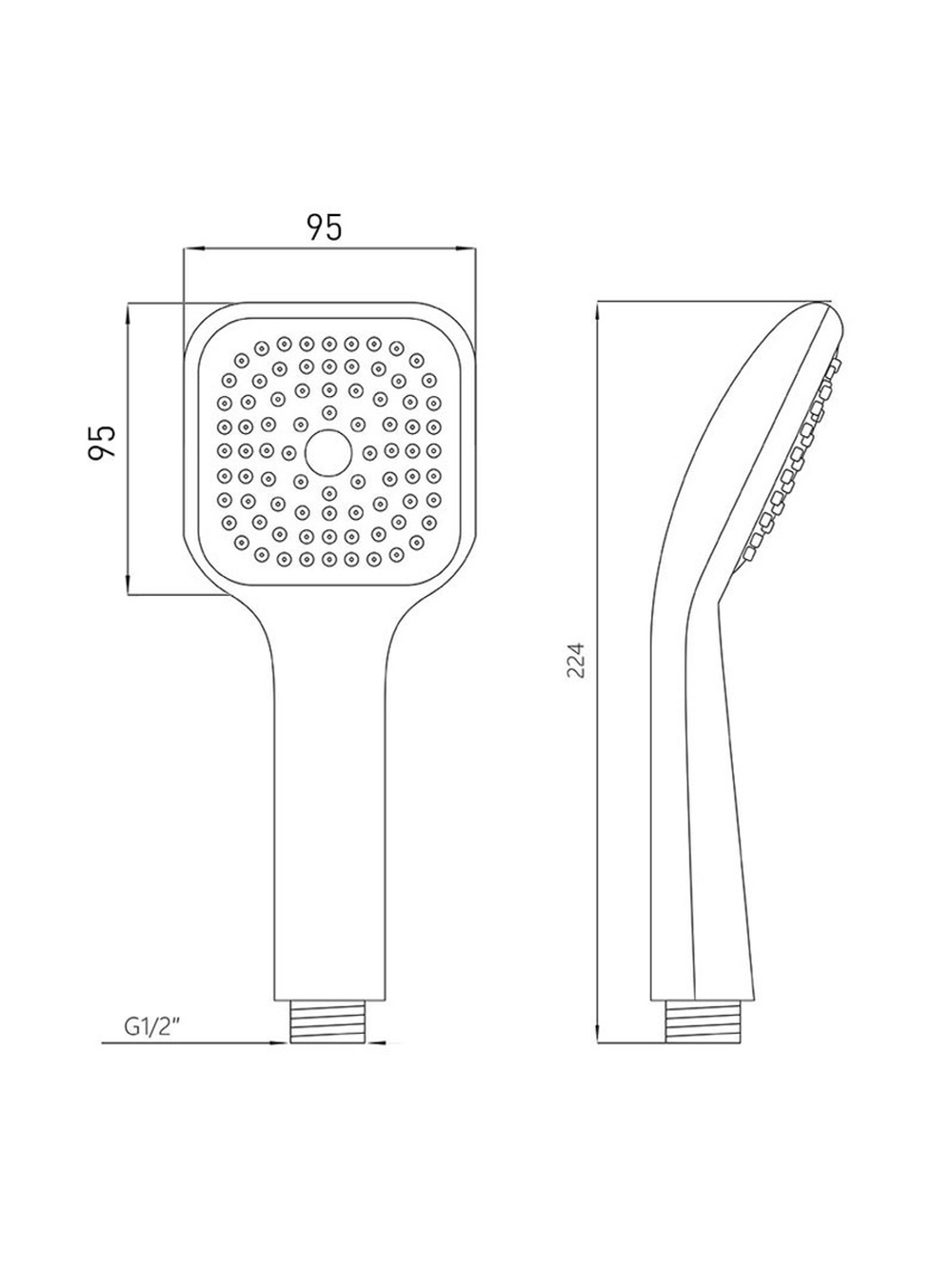 Лейка Melodia della vita LUXE квадрат 1 функция, 95x95 мм, хром MKP26111BL