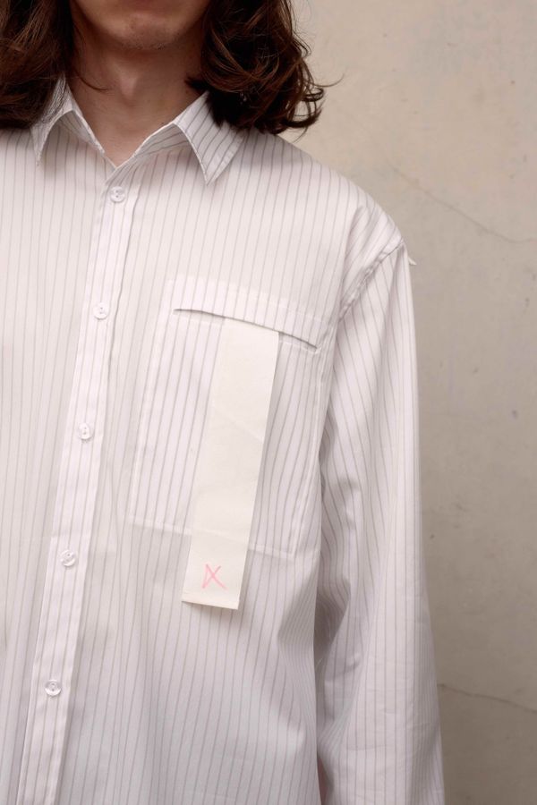 Рубашка В серую полоску Хлопковая - фото 3