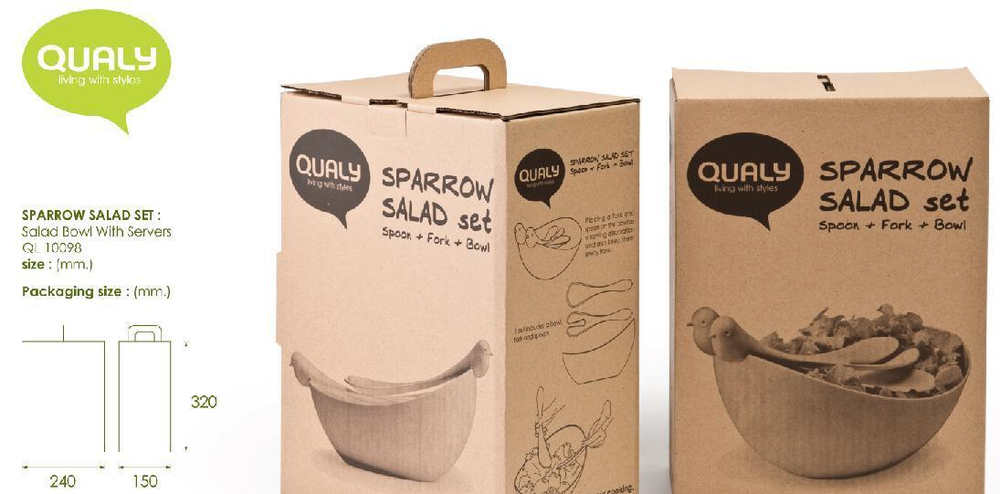 Салатница с ложками sparrow белая