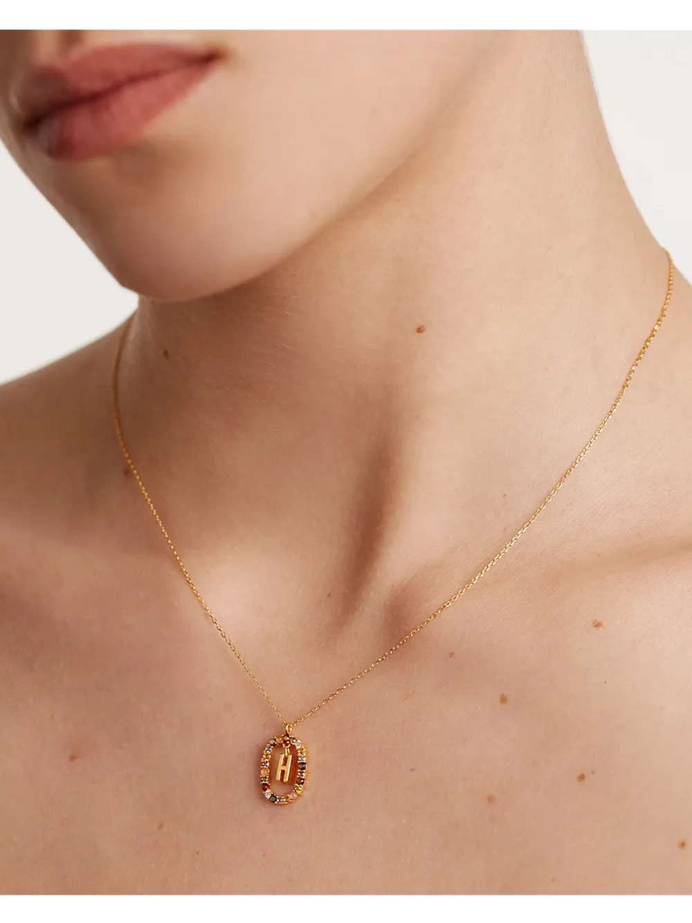 Колье Буква H серебро 925 пробы покрытое золотом