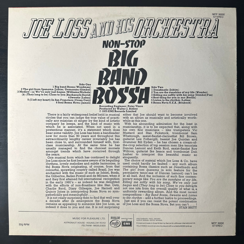 Joe Loss And His Orchestra ‎– Non-Stop Big Band Bossa (Англия 1975г.)