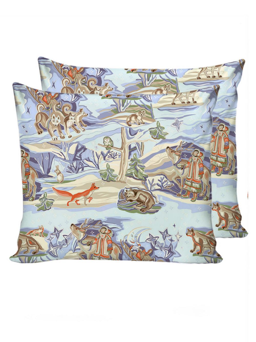 Постельное белье Сказка "Сказки севера/Орнамент" 2-спальный Наволочка 70х70 см 2 шт Простынь 240х215 см Пододеяльник 175х215 см, перкаль