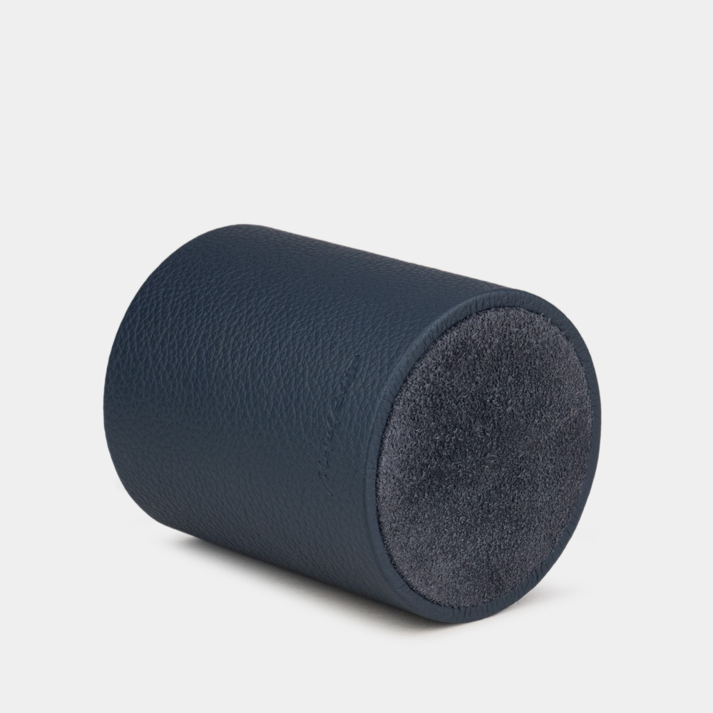 Подставка для ручек из кожи теленка, синего цвета