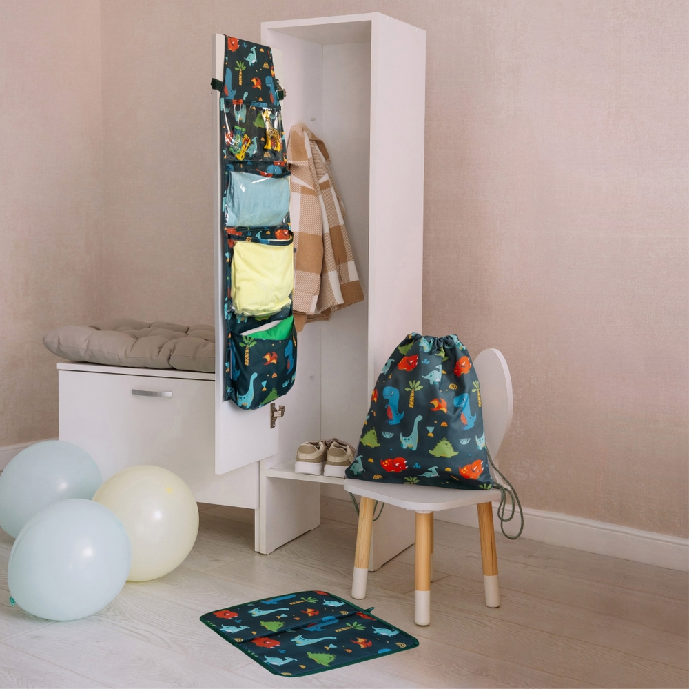 Мешок в садик 33х40, Динозавры принт (синий)