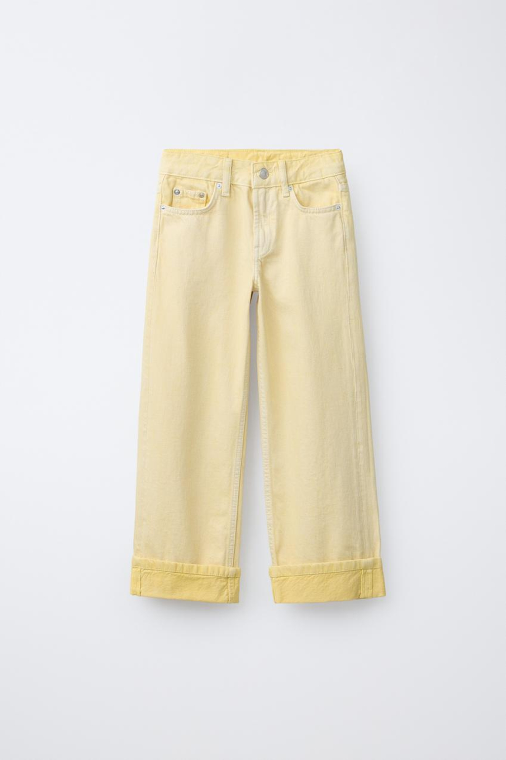 ZARA ДЖИНСЫ WIDE LEG FOLD UP, ЖЕЛТЫЙ