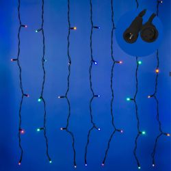 ULD-C2030-240-TBK MULTI IP67 Занавес светодиодный с эффектом мерцания. 3х2м. Соединяемый. 240 светодиодов. Разноцветный свет. Провод черный. TM Uniel.