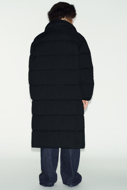 ZARA ДЛИННЫЙ АНОРАК С ВЫСОКИМ ВОРОТНИКОМ WATER REPELLENT WINDPROOF, ЧЕРНЫЙ