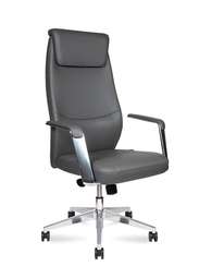 Кресло офисное  Davos Grey  алюминиевая  база  серая экокожа