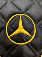 Вымпел тройной Mercedes (экокожа, черный с золотыми кисточками)