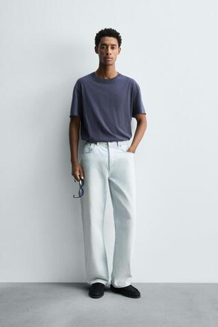 ZARA ДЖИНСЫ STRAIGHT FIT, НЕБЕСНО-ГОЛУБОЙ