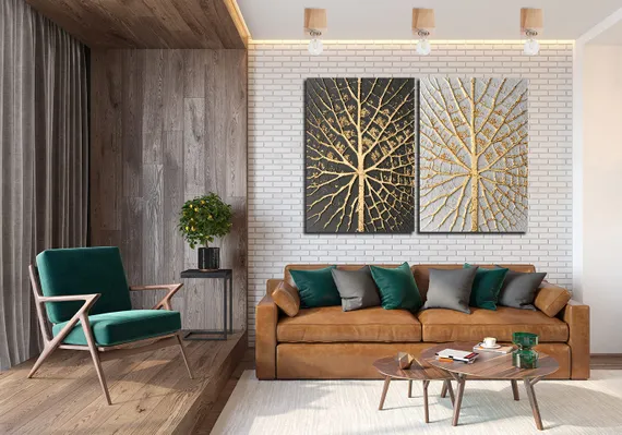 Модульная картина "Золотые деревья"