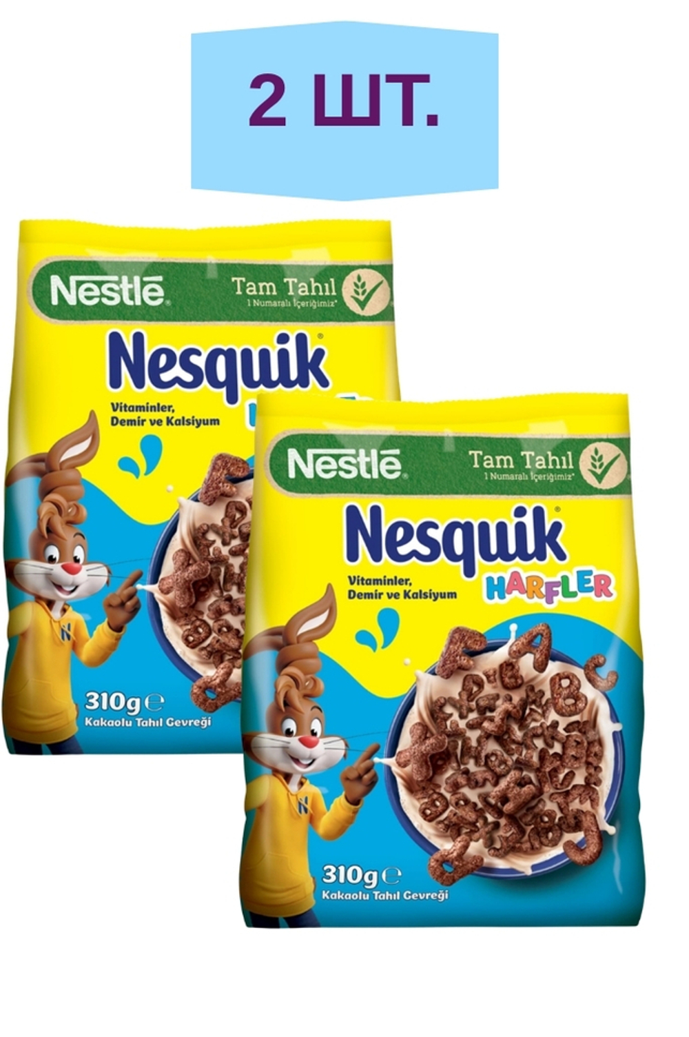 Nesquik Nestlé «Буквы» — пшенично-кукурузные хлопья с какао, 310 г — 2 шт. - Nesquik - NESTLE