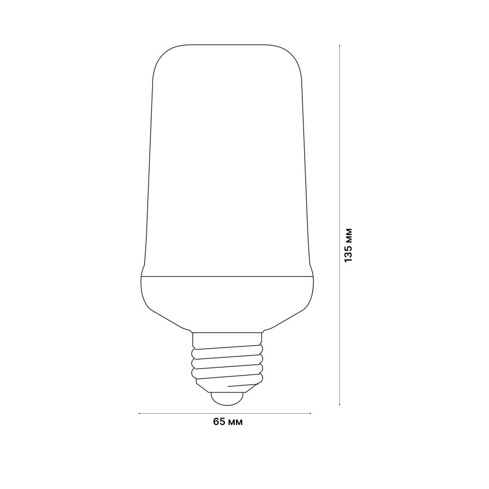 LED-L60-6W-FLAME-E27-FR PLD01WH Лампа светодиодная декоративная с типом свечения эффект пламени. Форма цилиндр. матовая. Картон. ТМ Uniel.