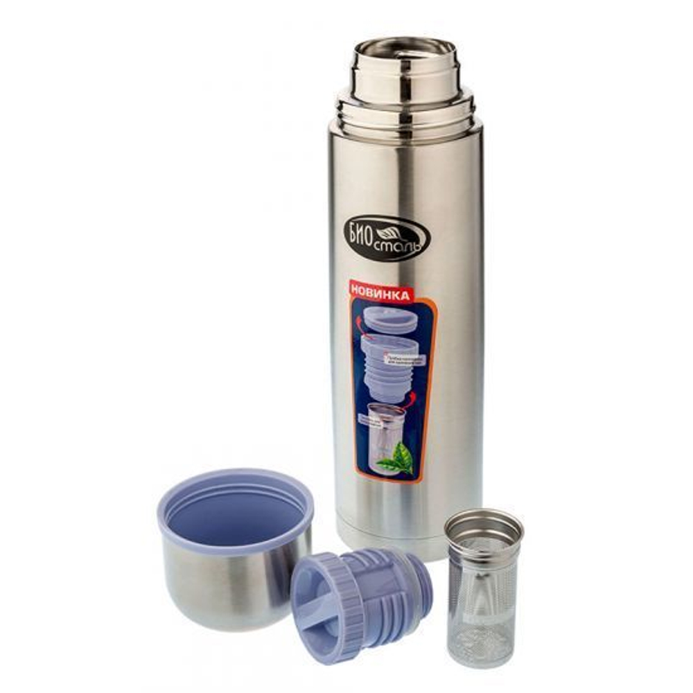 Термос Biostal (0,75 литра) пробка с ситечком, стальной