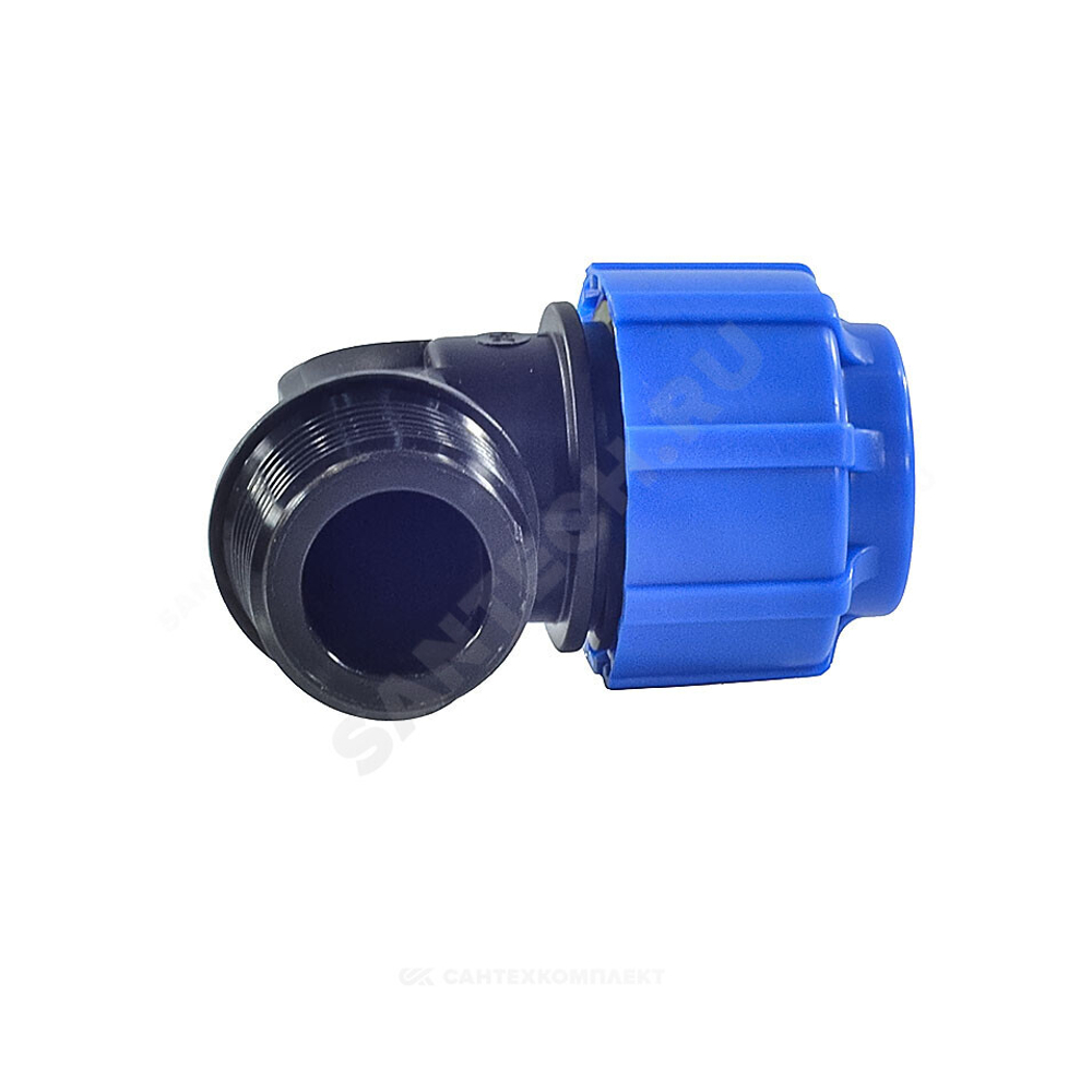 Отвод компрессионный ПЭ Дн 20х1/2"х90гр НР Ру16 ТПК-АКВА 50012012