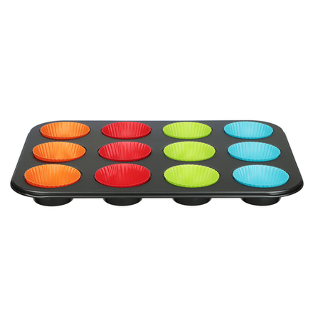 VETTA Форма для выпечки 12 ячеек с силиконовыми формами, 35,2х26,5х2,7см, угл.сталь, антипригарное п