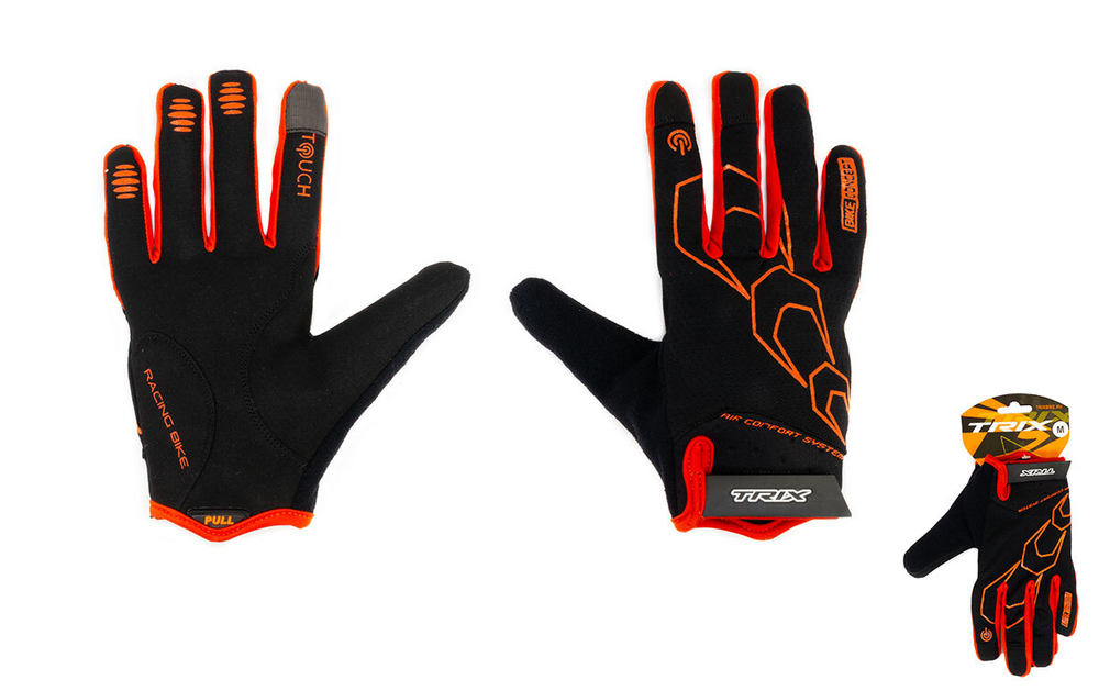 Перчатки TRIX nw мужские XXL полноразмерные гелевые вставки лайкра оранжево-черные