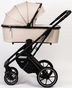 Детская коляска Peppy Tecla 3 в 1 с автокреслом First black Stone Chrome Edition (Бежевый)