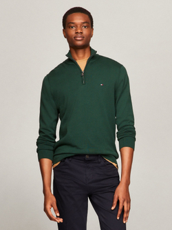 Свитер Tommy Hilfiger Solid Logo Quater-Zip Cypress Green
