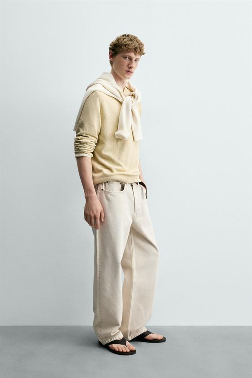 ZARA ДЖИНСЫ BAGGY FIT, ЭКРЮ