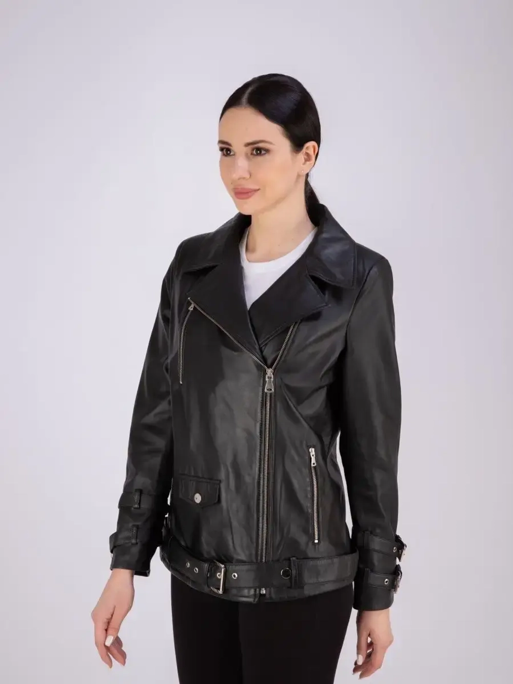 Косуха женская оверсайз из натуральной кожи Турция