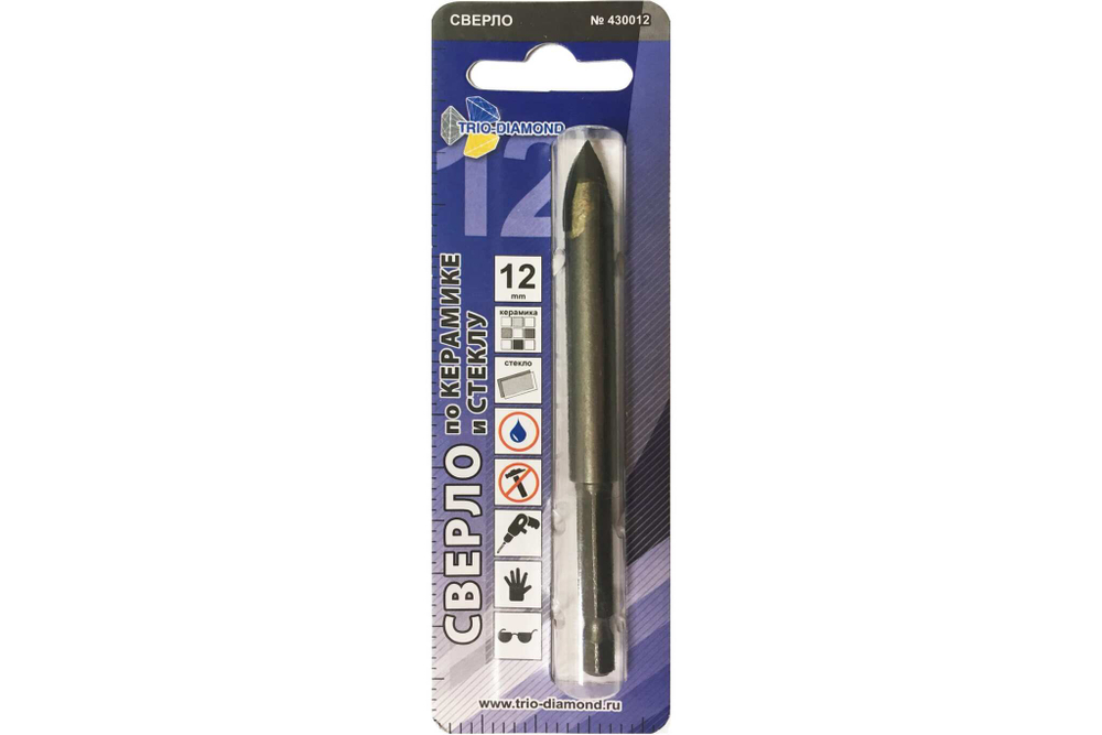 430012 Сверло по керамике и стеклу Trio-Diamond HEX 12мм
