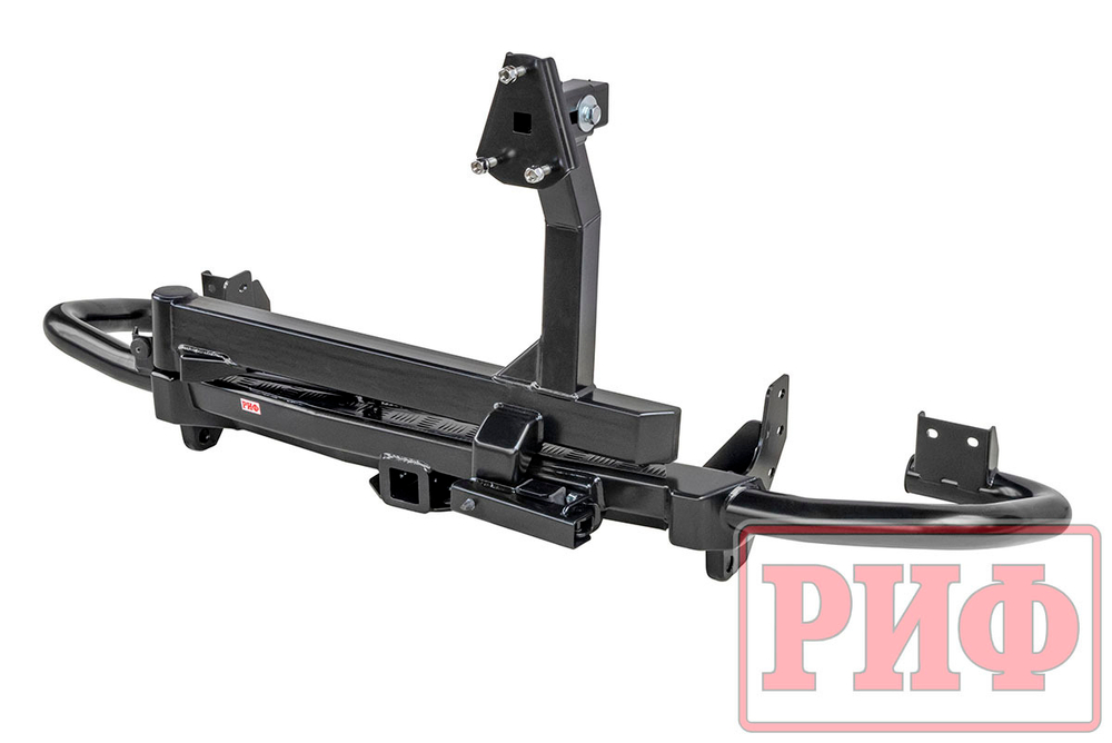 Бампер силовой/защита штатного бампера УАЗ Патриот 2015+ c квадратом под фаркоп и калиткой, стандарт РИФ