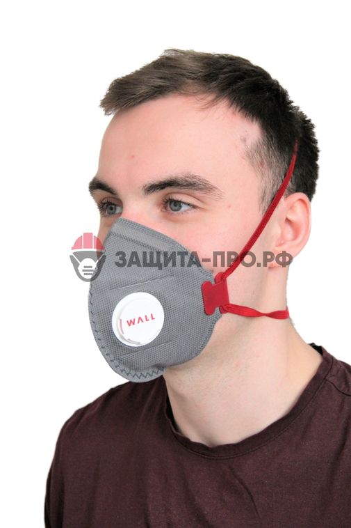 Респиратор медицинский Wall 99CHK, FFP3, с клапаном выдоха, складной, угольный фильтр