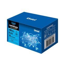 ULD-S1000-100-DTA BLUE IP20 Гирлянда светодиодная. 10м. 100 светодиодов. Синий свет. Провод прозрачный. ТМ Uniel