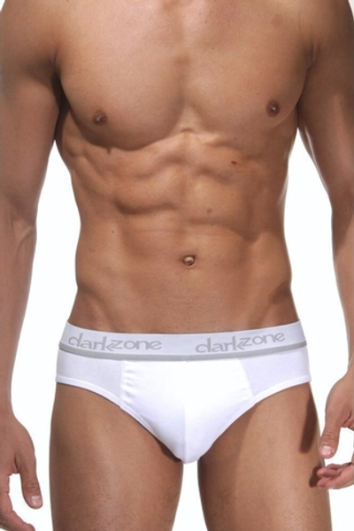 Белые мужские трусы-слипы с контрастными надписями на резинке (Размер: XL) (Цвет: белый)