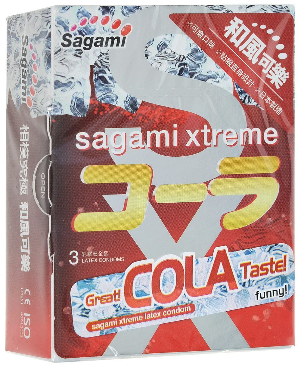 Ароматизированные презервативы Sagami Xtreme Cola - 3 шт. (Цвет: прозрачный)