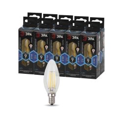 Лампа светодиодная ЭРА F-LED B35-9w-840-E14 9Вт филамент свеча нейтральный белый свет Е14 | Филаментные декоративные