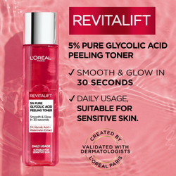 L’Oreal Paris Revitalift Glycolic peeling toner - отшелушивающий и очищающий тоник /   180  ml  / GTIN 3600524019679
